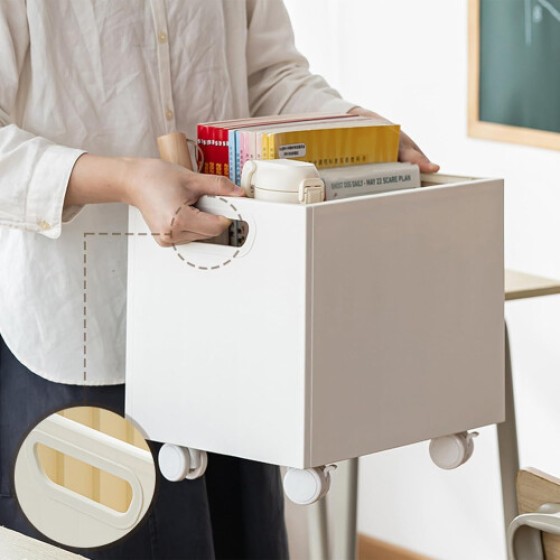Book Storage Box with Under-Table Roller, Large Capacity Fabric Organizer Basket for Office and Home Use
